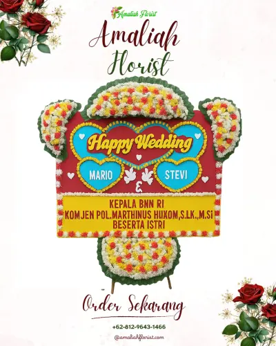 Karangan Papan Bunga Pernikahan di Cempaga